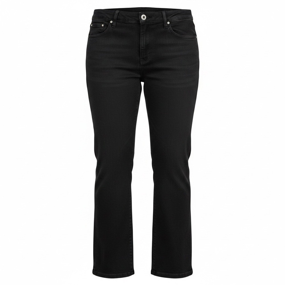 Jones New York Signature Jeans Womens 14W Black Stretch Straight Leg High Rise